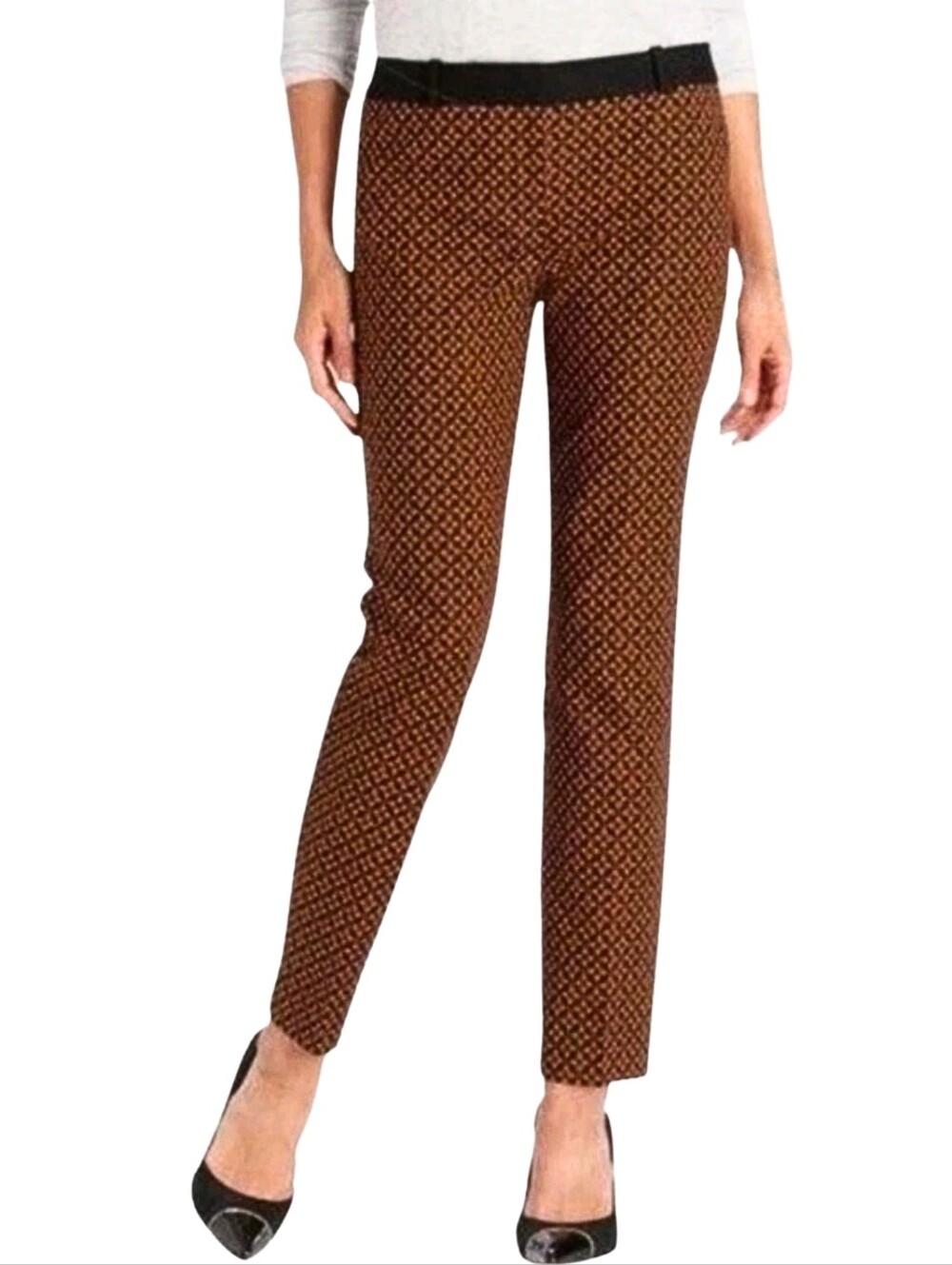 Y2K Ann Taylor LOFT Marisa Ankle Pants Orange Black, sz. 2
